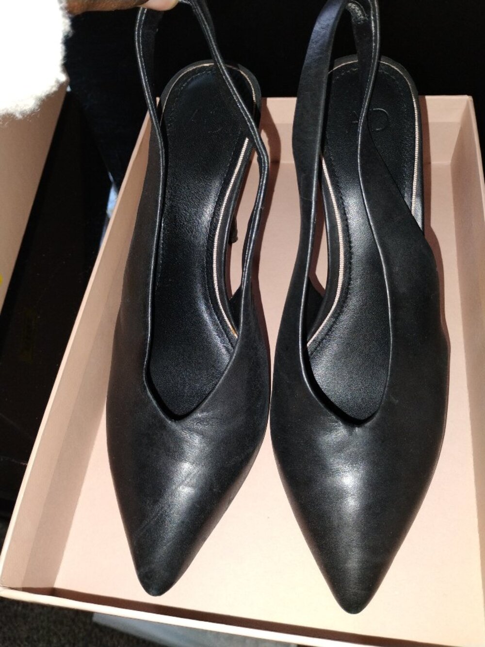 A-D & Daughters Dalaini Black sling back heels size 7